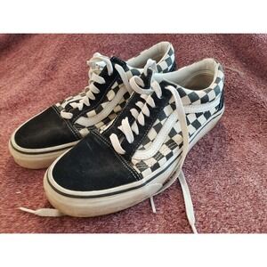 Vans Checkered Old Skool Skater Laced Shoes Womens 9.5‎ Men 8 Suede/Canvas